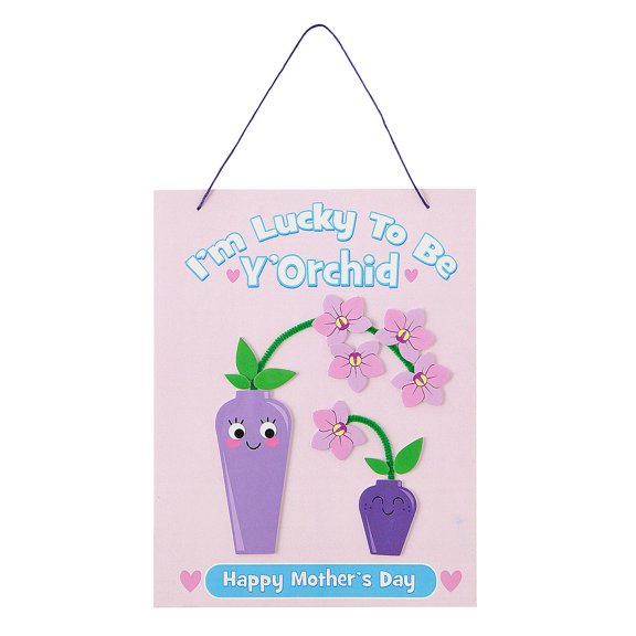 Fun Express 7" x 9" Mother’s Day Orchid Sign Foam Craft Kit - Makes 12