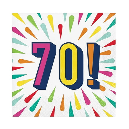 Fun Express 70th Birthday Burst Luncheon Napkins 16 Pieces