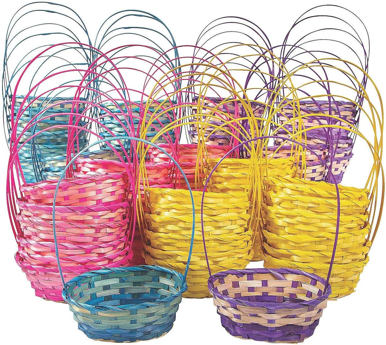 Fun Express 72 Pieces Bulk Small Ombre Bamboo Baskets, Party