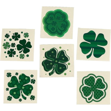 Fun Express 72 Pieces Shamrock Patterned Tattoos for St. Patrick's Day, Apparel Accessories, Temporary Tattoos, Regular Tattoos, St. Patrick's Day