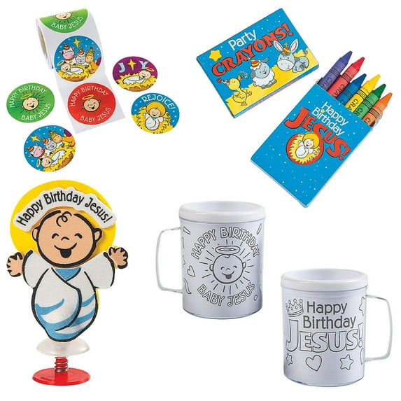 Fun Express 73 Pieces Happy Birthday Jesus Coloring Kit for 24