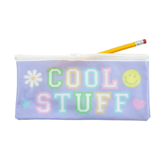 Fun Express 8 1/2" x 4" Pastel Varsity Letters Cool Stuff Pencil Cases - 12 Pieces
