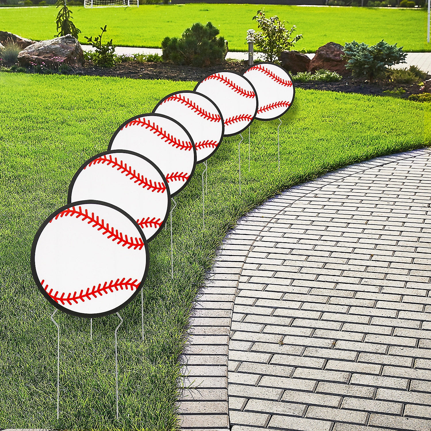 Fun Express 8 1/4" Baseball-Shaped Corrugated Plastic Yard Signs - 6 Pieces