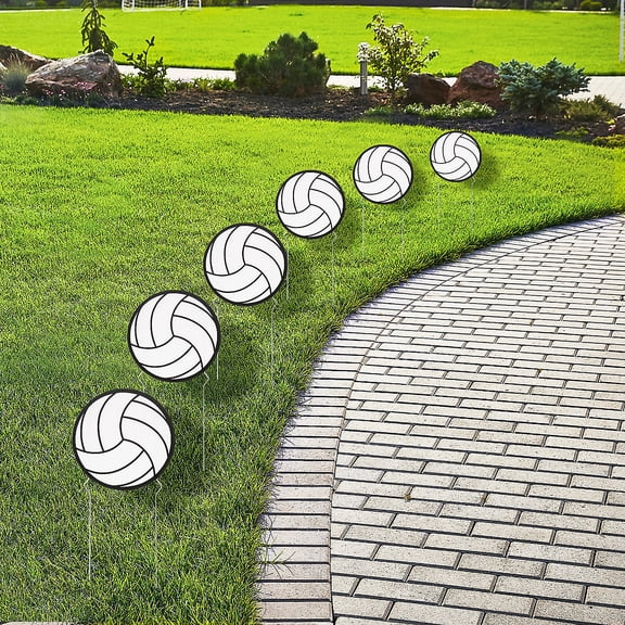 Fun Express 8 1/4" Volleyball-Shaped Corrugated Plastic Yard Signs - 6 Pieces