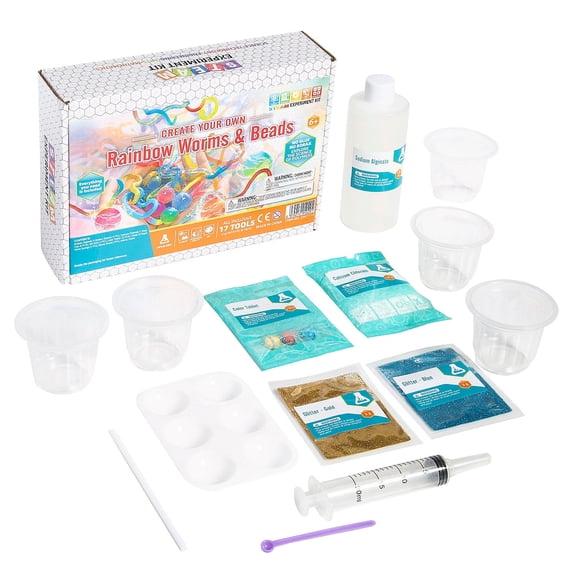 Fun Express 8 1/4" x 6 3/4" Rainbow Worms & Beads Slime Creation Kit - 15 Pieces