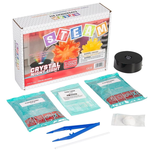 Fun Express 8 1/4" x 6 3/4" STEAM Crystal Night Light Science Kit - 7 Pieces