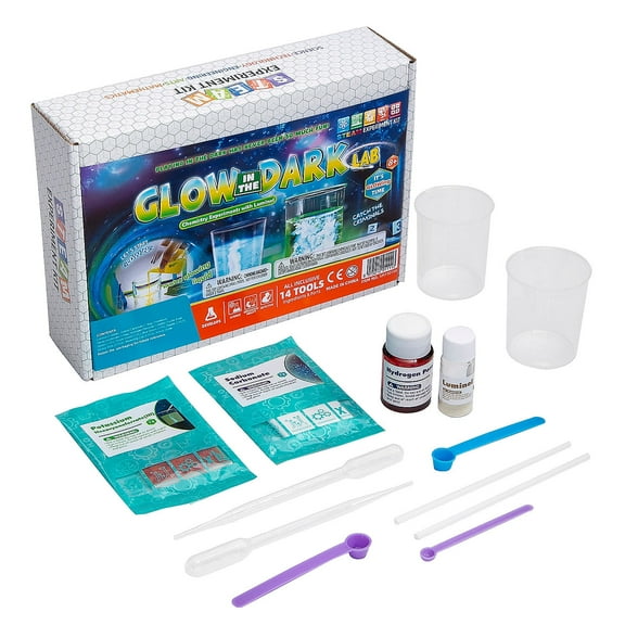 Fun Express 8 1/4" x 6 3/4" STEAM Glow-in-the-Dark Lab Science Kit - 14 Pieces