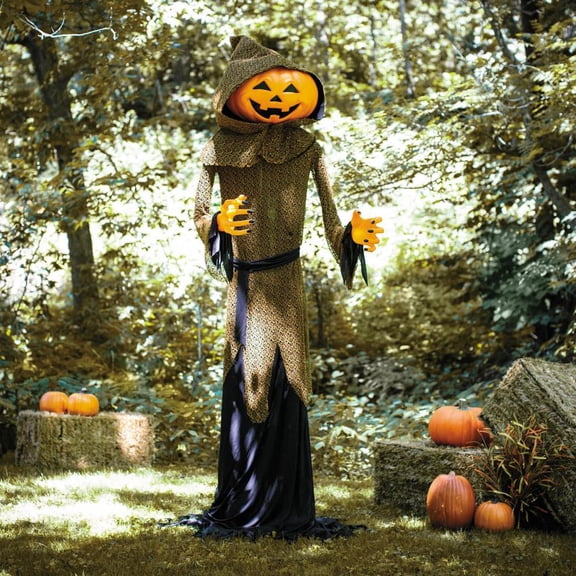 Fun Express 8 Ft. Light-Up & Sound Pumpkin Patch Jack Halloween Decoration