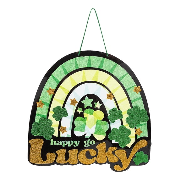 Fun Express 8" St. Patrick's Day Happy Go Lucky Tissue Paper Acetate Sign Craft Kit - Makes 12