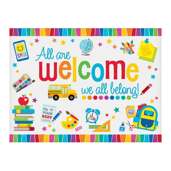 Fun Express 8 ft. x 6 ft. Welcome to School Polyester Photobooth Backdrop