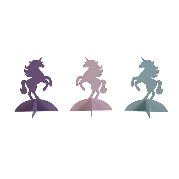 Fun Express 8" x 10" Unicorn Party Pink, Blue & Purple 3D Centerpieces - 3 Pieces