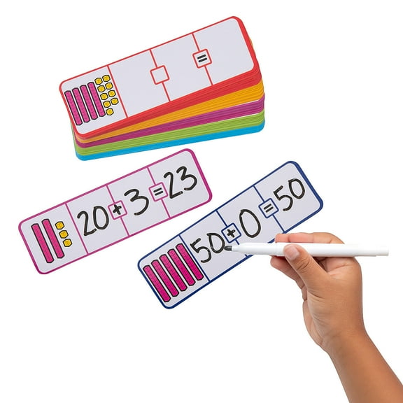 Fun Express 8" x 2 1/2" Elementary Math Equations Dry Erase Card Set - 49 Pieces