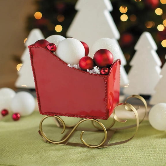 Fun Express 8" x 4" Red & Gold Santa's Sleigh Metal Tabletop Centerpiece