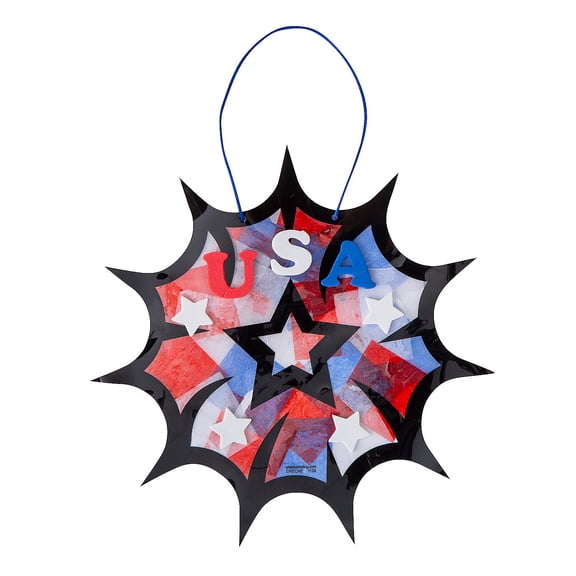 Fun Express 8" x 7 3/4" 4th of July Starburst Tissue Paper Acetate Sign Craft Kit - Makes 12