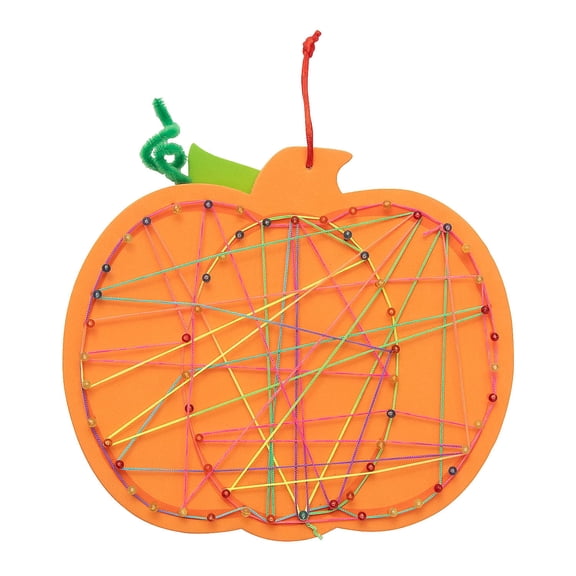 Fun Express 8" x 7" Orange Pumpkin with Multicolored String Art Craft Kit - Makes 12