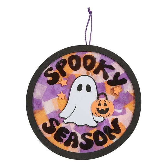 Fun Express 8" x 8" Spooky Season Halloween Ghost Tissue Paper Sign Craft Kit - Makes 12
