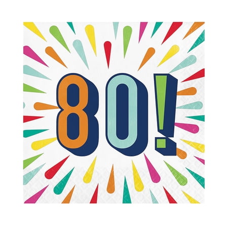 Fun Express 80th Birthday Burst Luncheon Napkins 16 Pieces