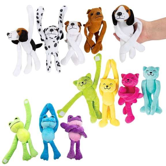 Fun Express 9 1/2" - 11" Bulk 72 Pieces Long Arm Multicolor Stuffed Pets Assortment
