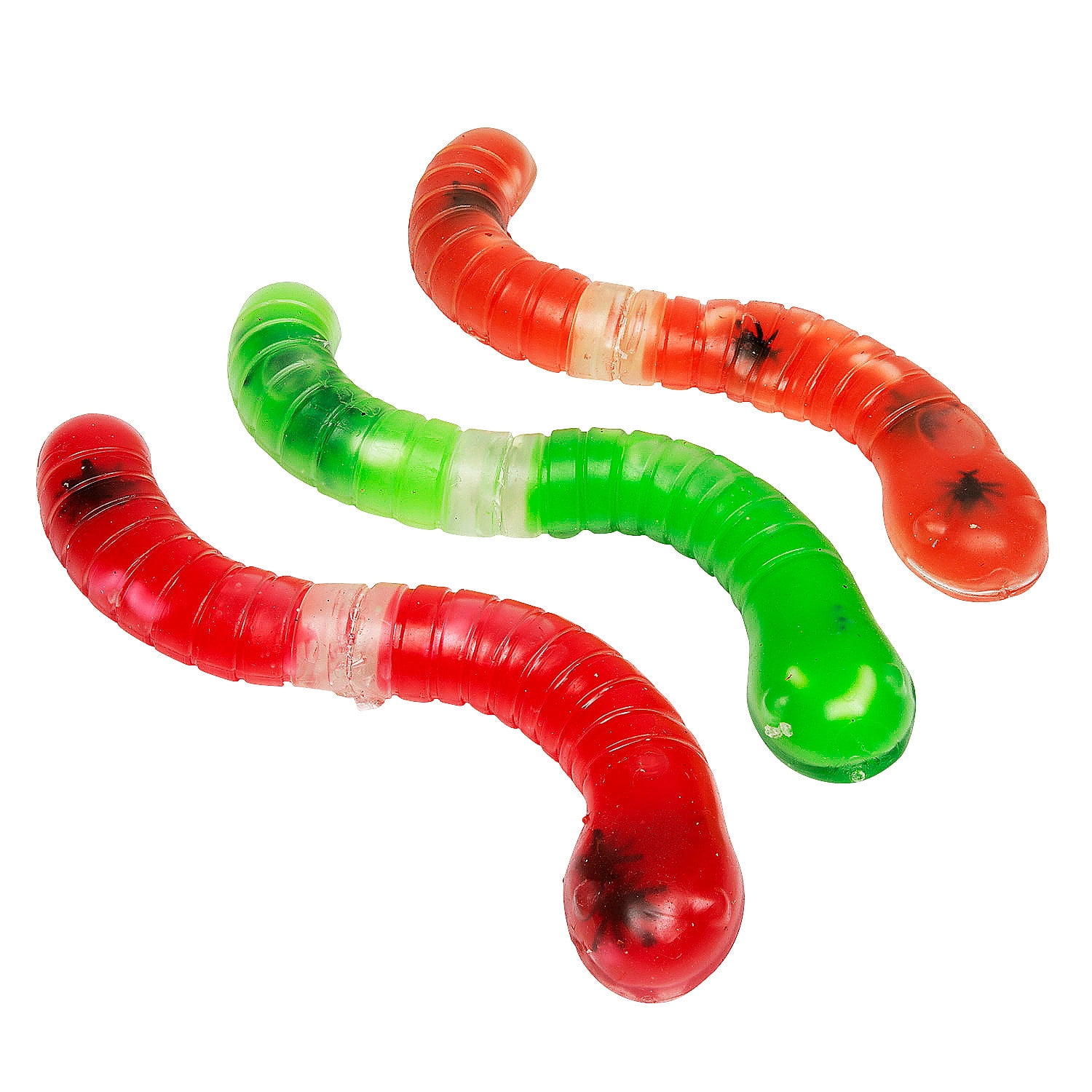 Fun Express 9 1/2" Jumbo Stretchy Liquid-Filled Rubber Fidget Earthworms - 12 Pieces