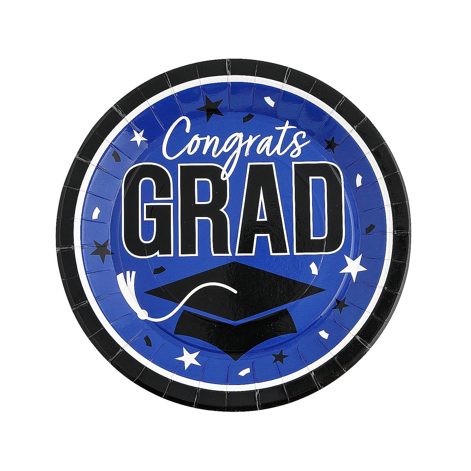 Fun Express 9" Graduation Party Blue Congrats Grad Round Paper Dinner Plates - 25 Count