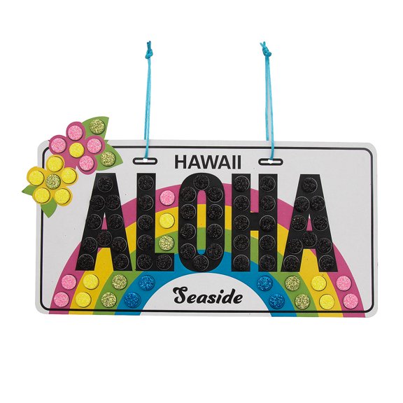 Fun Express 9" x 4 1/2" Hawaii License Plate Aloha Mosaic Sign Craft Kit - Makes 12