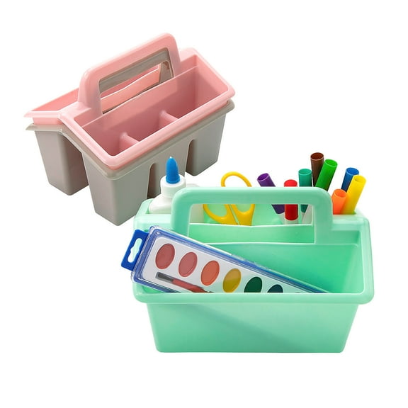 Fun Express 9" x 6 1/4" 4-Compartment Pastel Classroom Storage Caddies - 6 Pieces