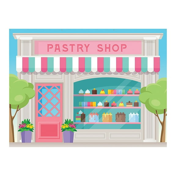 Fun Express 96" x 72" Sweets & Pastry Shop Photobooth Polyester Backdrop
