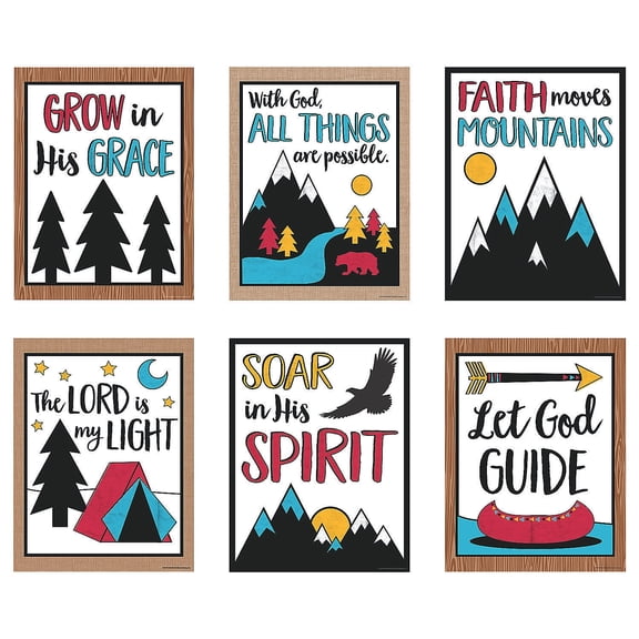 Fun Express Adventure in Faith Poster Set - Educational Learning Activities for Kids for VBS Vacation Bible School & Special Occasions - Perfect for Faith-Based Celebrations - 6 Pieces
