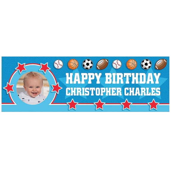 Fun Express All-Star Sports Birthday Photo Custom Banner