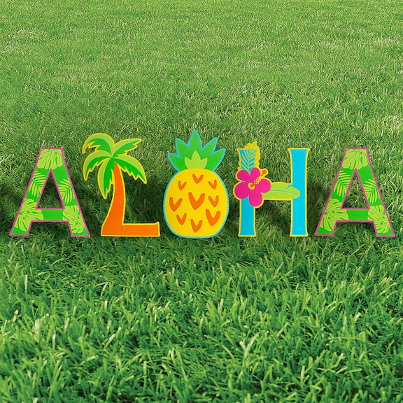 Fun Express Aloha Plastic Yard Sign Set - 5 Pc.