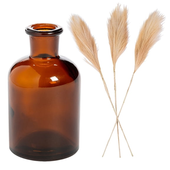 Fun Express Amber Vases with Pampas Grass Centerpiece KIt - 18 Pc