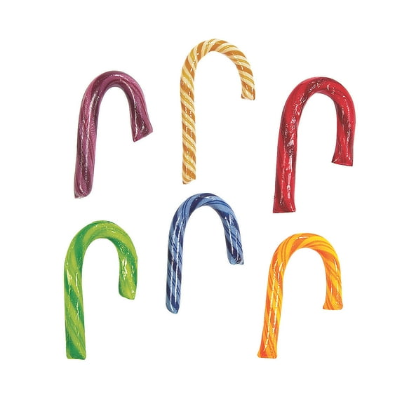 Fun Express - Assorted Color Mini Candy Canes - Edibles - Hard Candy - Candy Cane & Stick - 100 Pieces