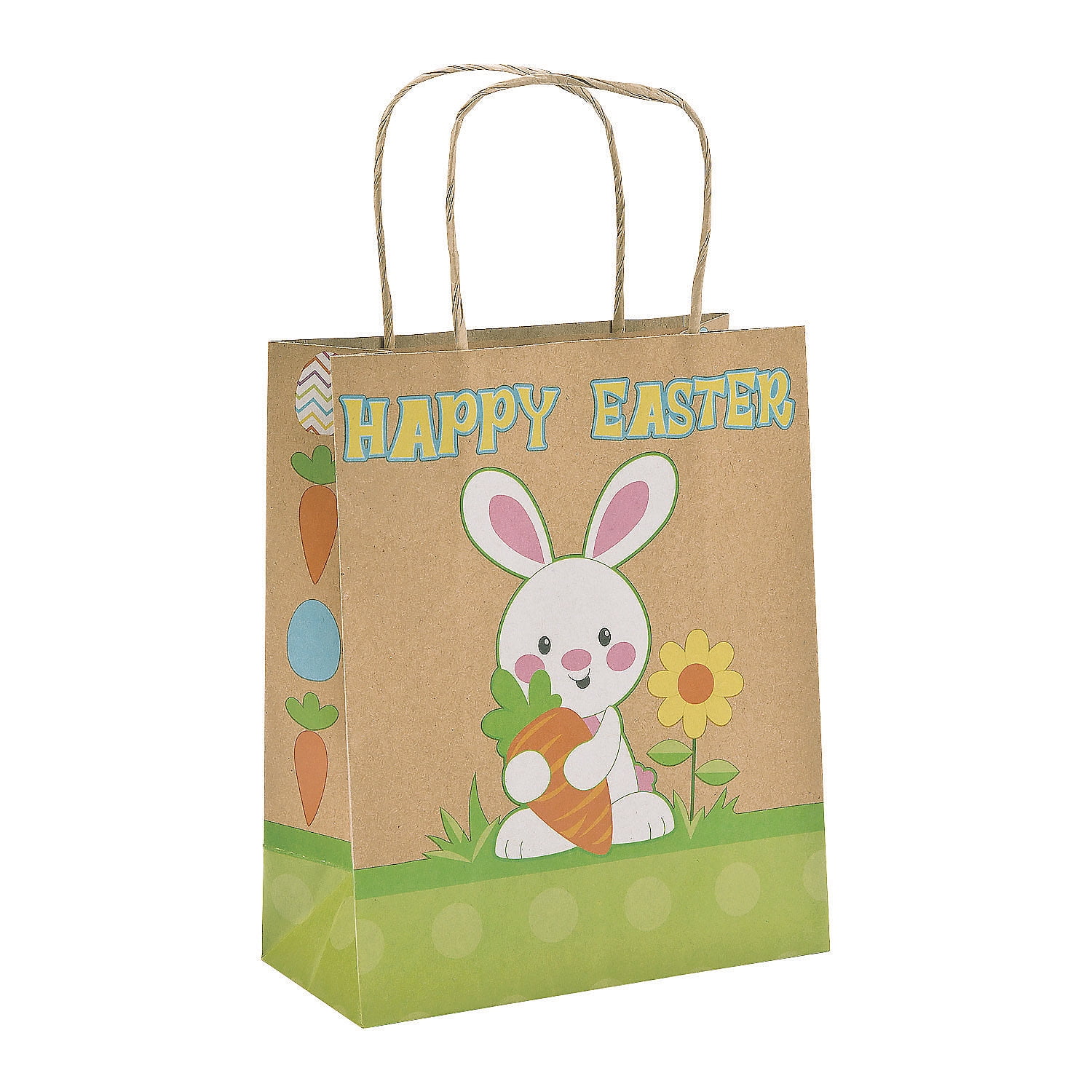 Assorted Colors Easter Gift Bags with Bunny Design, 12 Count