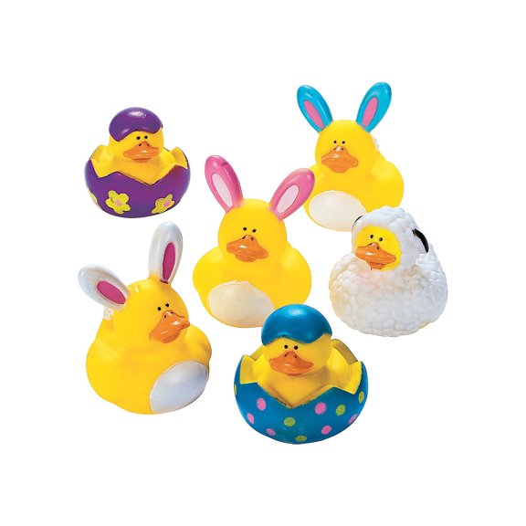 Fun Express - Easter Rubber Duckies for Easter - Toys - Character Toys - Rubber Duckies - Easter - 12 Pieces