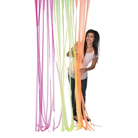 Fun Express - Neon Fringe Curtain - Party Decor - Door Decor - Door Borders & Curtains - 1 Piece