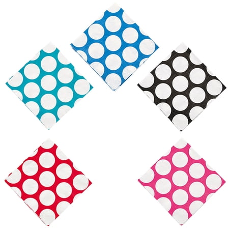 Fun Express Assorted Polka Dot Beverage Napkins 80 Pieces