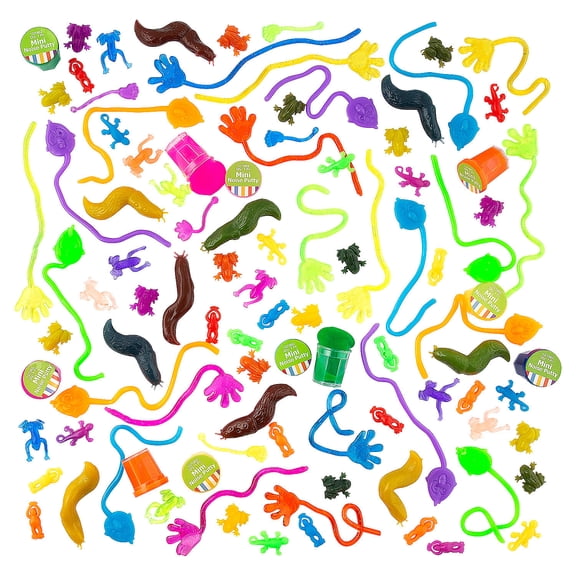 Fun Express - Sticky Assortment (100 Pc) - Toys - Value Toys - Sticky & Stretch Toys - 100 Pieces