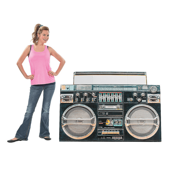 Fun Express Awesome 80's Boom Box Stand Up, Over 4 feet Long, I Love The 1980's Party Decor