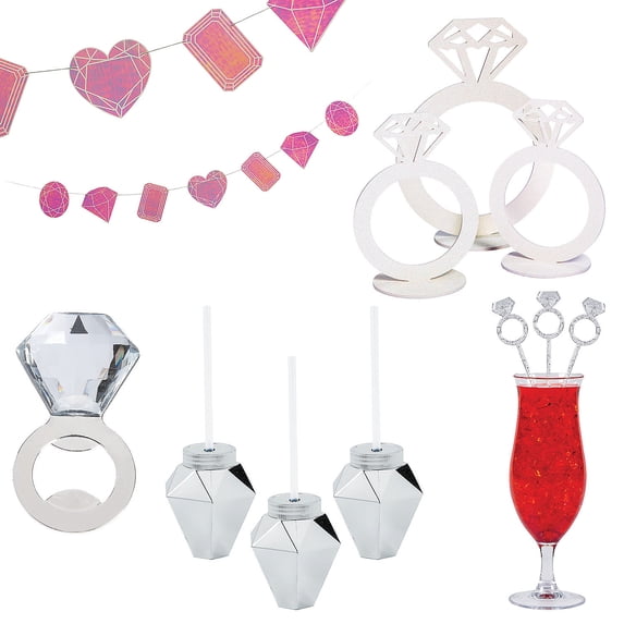 Fun Express Bachelorette Party Diamond Drinkware & Decorating Kit 52 Pieces