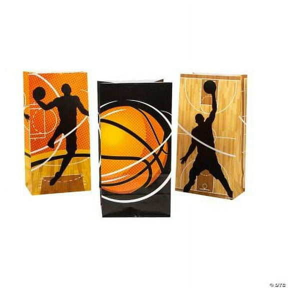 Fun Express Basketball Treat Bags, Party Supplies, 12 Pieces, Other Colors, 0.5 lb