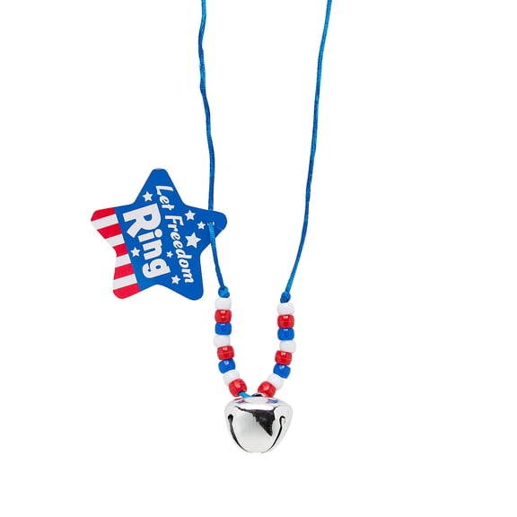 Fun Express Beaded Let Freedom Ring Jingle Bell Necklace Craft Kit Makes 12