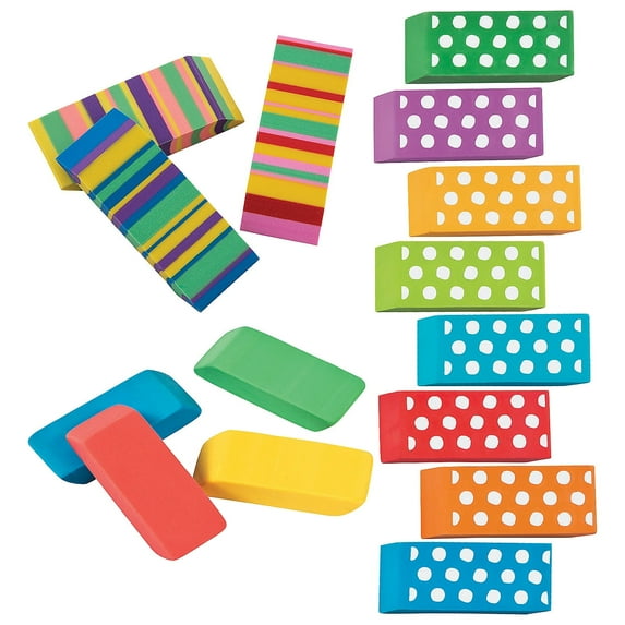 Fun Express Beveled Eraser Assortment Bulk 72 Pc