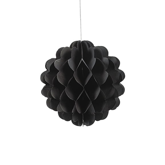 Fun Express - Black 8" Tissue Balls - Party Decor - Hanging Decor - Tissue - 12 Pieces