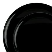 Smarty Black Flat Round Disposable Plastic Dinnerware Value Set (120 Guests)