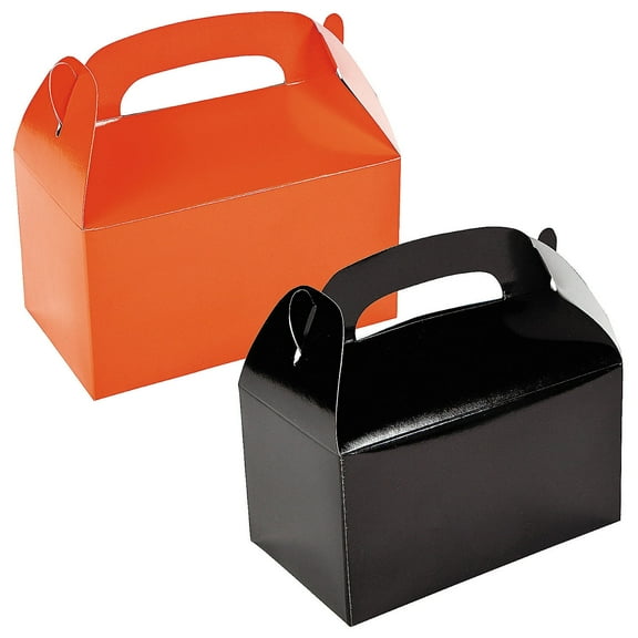 Fun Express Black & Orange Gable Box Favor Kit for 24