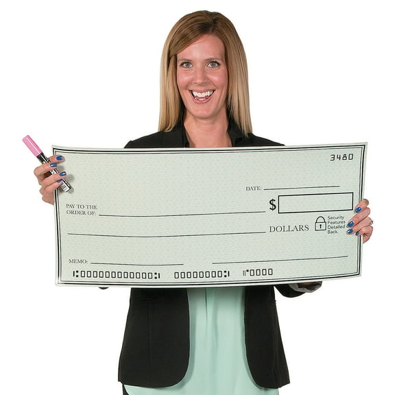 Fun Express - Blank Check Cardboard Cutout - Party Decor - General Decor - Misc General Decor - 1 Piece