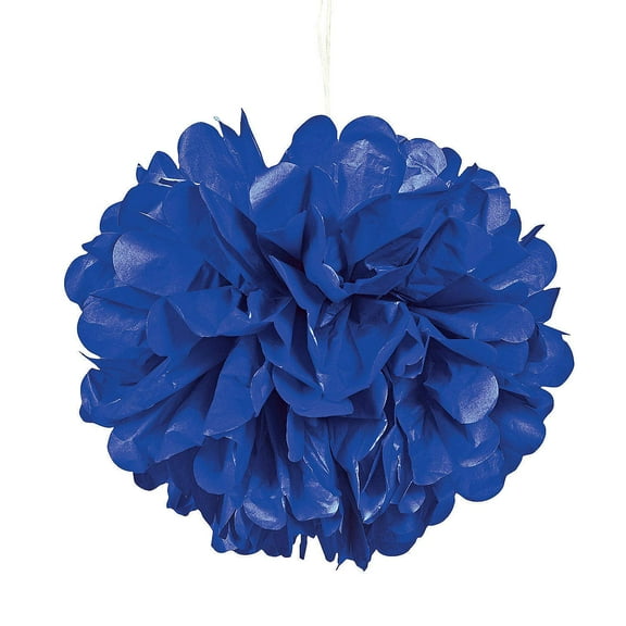 Fun Express - Blue Tissue Pom Pom Decor W/grommet - Party Decor - Hanging Decor - Tissue - 6 Pieces