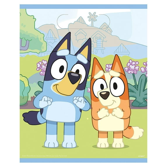 Fun Express Bluey Plastic Goody Bags 7 1/4" x 9" Medium - 8 Pc