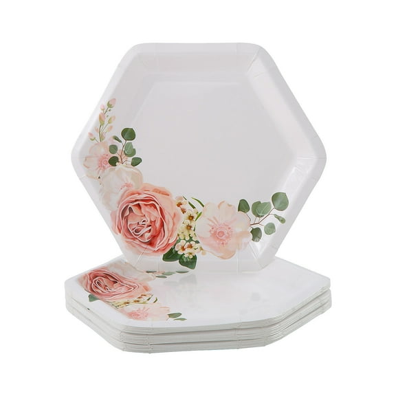 Fun Express Blush Floral Paper Dessert Plates 24 Count