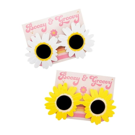 Fun Express Boozy & Groovy Bachelorette Party Cards with Daisy & Sunflower Sunglasses Kit - 24 Pc